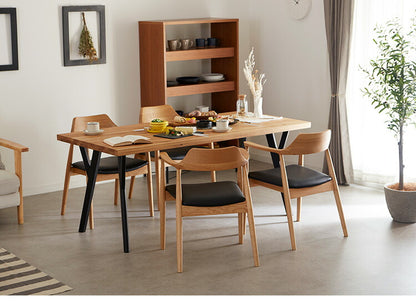 ダイニングセット 4人掛け 5点セット オーク無垢材 ダイニングテーブルセット 幅165 合皮 天然木 ダイニングチェア 食卓 テーブル 椅子 いす(代引不可)