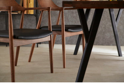 ダイニングセット 4人掛け 5点セット 幅165 ウォールナット無垢材 ダイニングテーブルセット 合皮 天然木 ダイニングチェア 食卓 テーブル 椅子 いす(代引不可)