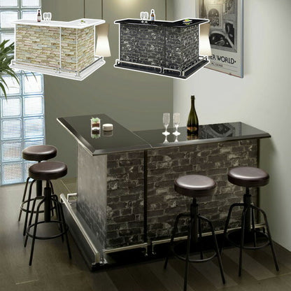 バーカウンター テーブル L字 完成品 高さ85 カウンターテーブル 2点セット 幅120 幅100 カウンター下収納 黒 白 エナメル塗装 鏡面 間仕切り 北欧 韓国インテリア おしゃれ(代引不可)