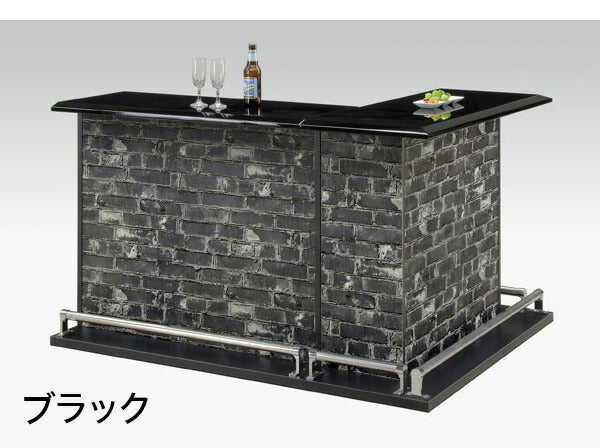 バーカウンター テーブル L字 完成品 高さ85 カウンターテーブル 2点セット 幅120 幅100 カウンター下収納 黒 白 エナメル塗装 鏡面 間仕切り 北欧 韓国インテリア おしゃれ(代引不可)