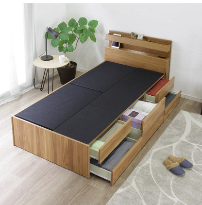 ベッドフレーム S シングル 幅98cm 奥行209cm チェストベッド 2口コンセント付き LEDライト付き 引き出し付き 収納 スライドレール ヘッドボード 収納ベッド おしゃれ(代引不可)