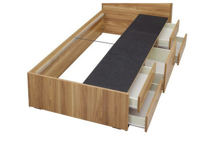 ベッドフレーム S シングル 幅98cm 奥行209cm チェストベッド 2口コンセント付き LEDライト付き 引き出し付き 収納 スライドレール ヘッドボード 収納ベッド おしゃれ(代引不可)