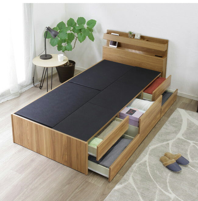 ベッドフレーム SD セミダブル 幅121cm 奥行209cm チェストベッド 2口コンセント付き LEDライト付き 引き出し付き 収納 スライドレール ヘッドボード 収納ベッド おしゃれ(代引不可)