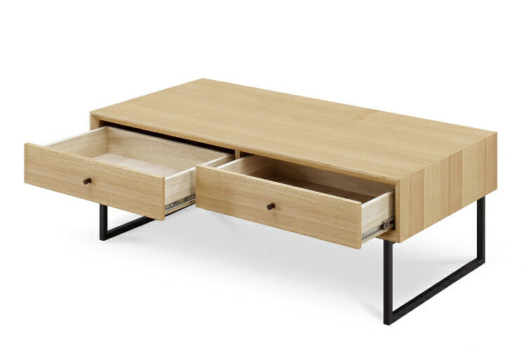 センターテーブル 幅120cm 長方形 コーヒーテーブル タモ ウォールナット 天然木 木製 木目調 スチール ローテーブル 収納付き 引き出し付き コンパクト おしゃれ 北欧 一人暮らし 新生活(代引不可)