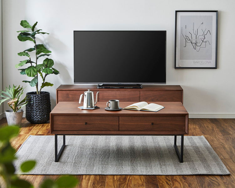 センターテーブル 幅120cm 長方形 コーヒーテーブル タモ ウォールナット 天然木 木製 木目調 スチール ローテーブル 収納付き 引き出し付き コンパクト おしゃれ 北欧 一人暮らし 新生活(代引不可)