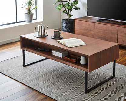 センターテーブル 幅120cm 長方形 コーヒーテーブル タモ ウォールナット 天然木 木製 木目調 スチール ローテーブル 収納付き 引き出し付き コンパクト おしゃれ 北欧 一人暮らし 新生活(代引不可)