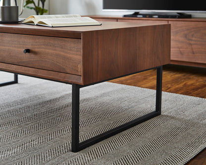 センターテーブル 幅120cm 長方形 コーヒーテーブル タモ ウォールナット 天然木 木製 木目調 スチール ローテーブル 収納付き 引き出し付き コンパクト おしゃれ 北欧 一人暮らし 新生活(代引不可)