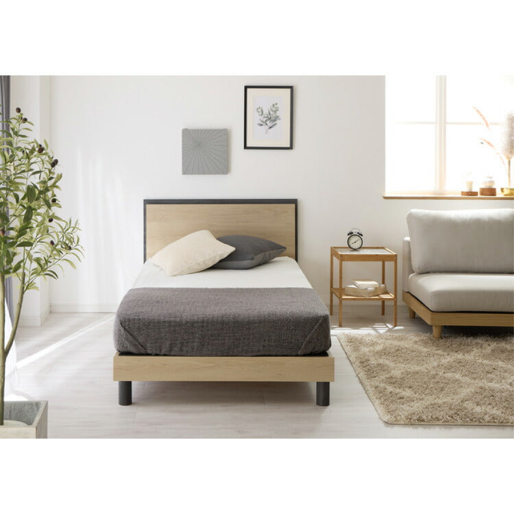 ベッドフレーム単品 シングルサイズ 幅102cm LEDライト付き コンセント1口付き グレー フレーム 収納 スペース 家具 インテリア(代引不可)