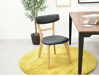 ダイニングチェア 2脚セット 2個組 オーク 天然木 チェア 肘掛け 椅子 いす 合皮 デザインチェア おしゃれ モダン 北欧 シンプル 背もたれ ナチュラル インテリア(代引不可)