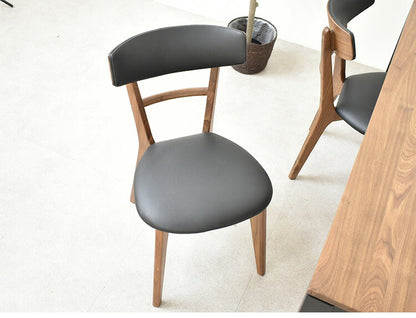 ダイニングチェア 2脚セット 2個組 ウォールナット 天然木 チェア 肘掛け 椅子 いす 合皮 デザインチェア おしゃれ モダン 北欧 シンプル 背もたれ ナチュラル インテリア(代引不可)