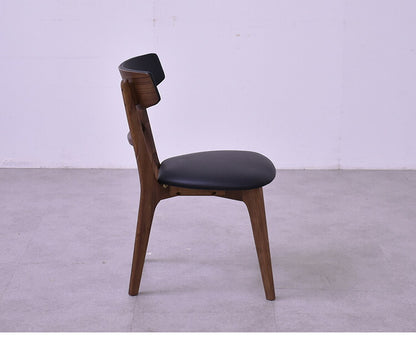 ダイニングチェア 2脚セット 2個組 ウォールナット 天然木 チェア 肘掛け 椅子 いす 合皮 デザインチェア おしゃれ モダン 北欧 シンプル 背もたれ ナチュラル インテリア(代引不可)