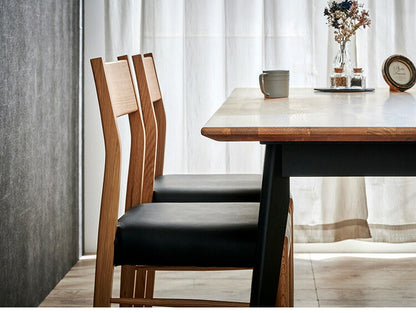 ダイニングチェア 2脚セット 2個組 オーク 天然木 チェア 肘掛け 椅子 いす 合皮 デザインチェア おしゃれ モダン 北欧 シンプル 背もたれ ナチュラル インテリア(代引不可)