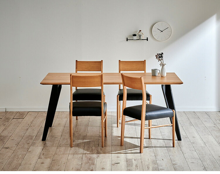 ダイニングセット 4人掛け 5点セット オーク無垢材 ダイニングテーブルセット 幅150 合皮 天然木 ダイニングチェア 食卓 テーブル 椅子 いす(代引不可)