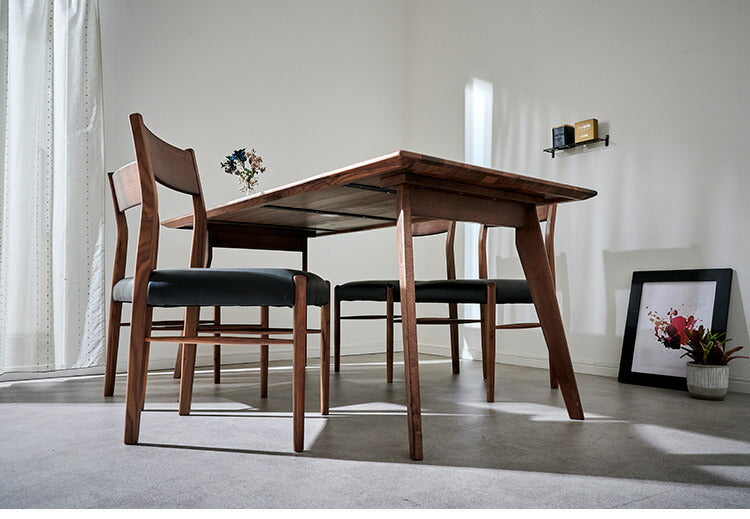 ダイニングセット 4人掛け 5点セット ウォールナット無垢材 ダイニングテーブルセット 幅150 合皮 天然木 ダイニングチェア 食卓 テーブル 椅子 いす(代引不可)