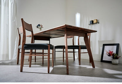 ダイニングセット 4人掛け 5点セット ウォールナット無垢材 ダイニングテーブルセット 幅150 合皮 天然木 ダイニングチェア 食卓 テーブル 椅子 いす(代引不可)