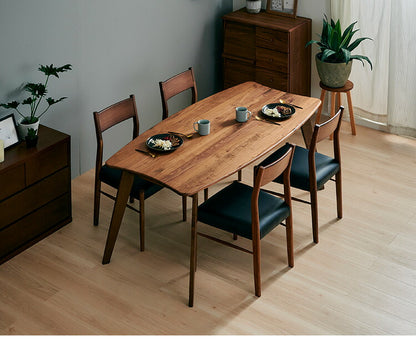 ダイニングセット 4人掛け 5点セット ウォールナット無垢材 ダイニングテーブルセット 幅140 合皮 天然木 ダイニングチェア 食卓 テーブル 椅子 いす(代引不可)