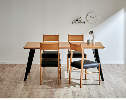 ダイニングテーブル 単品 幅150 オーク無垢材 ブラック ナチュラル 4人掛け リビング テーブル ダイニング おしゃれ 北欧 モダン 食卓 テーブル 天然木(代引不可)