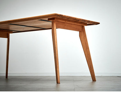 ダイニングテーブル 単品 幅150 オーク無垢材 ブラック ナチュラル 4人掛け リビング テーブル ダイニング おしゃれ 北欧 モダン 食卓 テーブル 天然木(代引不可)