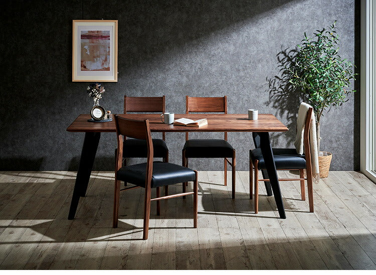 ダイニングテーブル 単品 幅165 ウォールナット無垢材 ブラック ナチュラル 4人掛け リビング テーブル ダイニング おしゃれ 北欧 モダン 食卓 テーブル 天然木(代引不可)