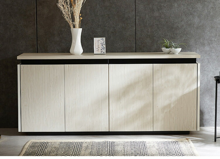 サイドボード キャビネット 幅160 奥行40 高さ70 完成品 ライティングビューロー おしゃれ 国産 スライドレール 白 ホワイト ブラック 木目 木製(代引不可)