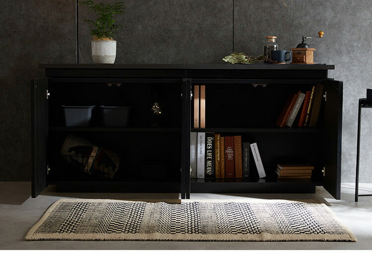 サイドボード キャビネット 幅160 奥行40 高さ70 完成品 ライティングビューロー おしゃれ 国産 スライドレール 白 ホワイト ブラック 木目 木製(代引不可)