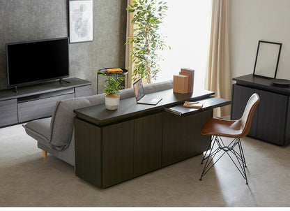 サイドボード キャビネット 幅160 奥行40 高さ70 完成品 ライティングビューロー おしゃれ 国産 スライドレール 白 ホワイト ブラック 木目 木製(代引不可)