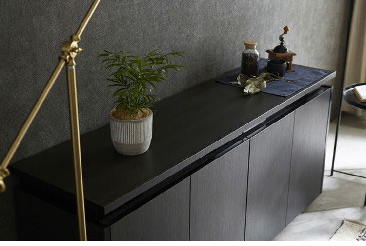 サイドボード キャビネット 幅160 奥行40 高さ70 完成品 ライティングビューロー おしゃれ 国産 スライドレール 白 ホワイト ブラック 木目 木製(代引不可)