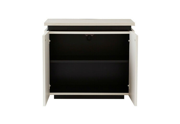 サイドボード キャビネット 幅80 奥行40 高さ70 完成品 ライティングビューロー おしゃれ 国産 スライドレール 白 ホワイト ブラック 木目 木製(代引不可)