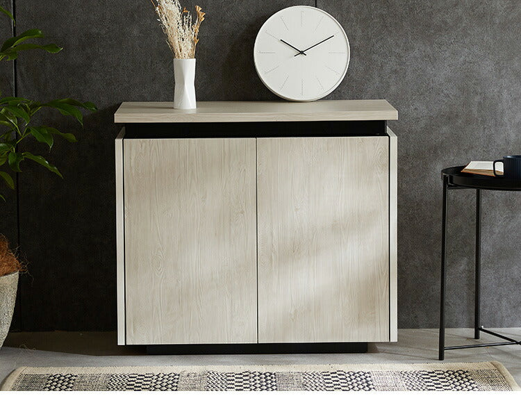 サイドボード キャビネット 幅80 奥行40 高さ70 完成品 ライティングビューロー おしゃれ 国産 スライドレール 白 ホワイト ブラック 木目 木製(代引不可)