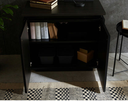 サイドボード キャビネット 幅80 奥行40 高さ70 完成品 ライティングビューロー おしゃれ 国産 スライドレール 白 ホワイト ブラック 木目 木製(代引不可)