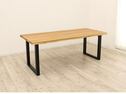 ダイニングテーブル 単品 幅185 オーク無垢材 ブラック ナチュラル 6人掛け リビング テーブル ダイニング おしゃれ 北欧 モダン 食卓 テーブル 天然木(代引不可)