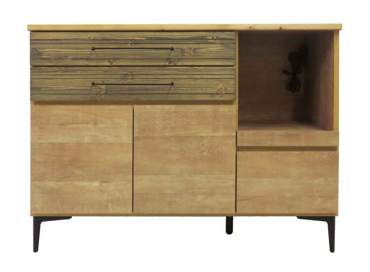 キッチンカウンター 幅約120cm 木目調 日本製 完成品 キッチン収納 キッチンボード おしゃれ レンジ台 北欧 ヴィンテージ 食器棚 収納棚 一人暮らし(代引不可)