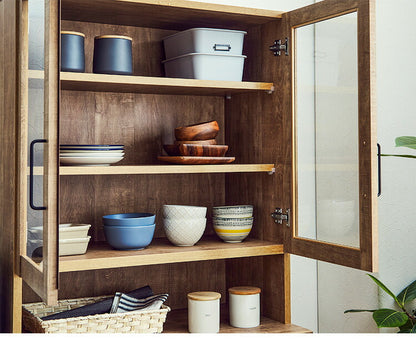 食器棚 幅80cm キッチンボード 木目調 日本製 完成品 キッチン収納 北欧 おしゃれ キッチンラック ダイニングボード シンプル 収納家具(代引不可)