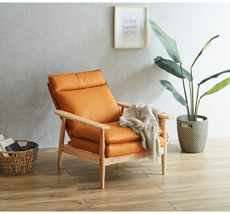 ソファー 幅71cm 1人掛け ソファ おしゃれ 木製 北欧 リクライニング リクライニングソファ 6段階調整可能 木肘ソファ カフェ 無垢材 ナチュラル 広め ファブリック(代引不可)