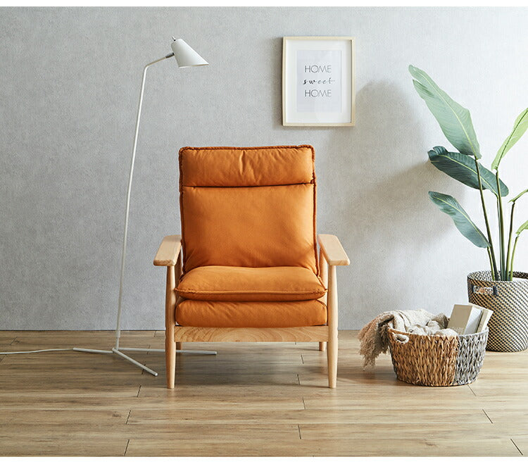 ソファー 幅71cm 1人掛け ソファ おしゃれ 木製 北欧 リクライニング リクライニングソファ 6段階調整可能 木肘ソファ カフェ 無垢材 ナチュラル 広め ファブリック(代引不可)