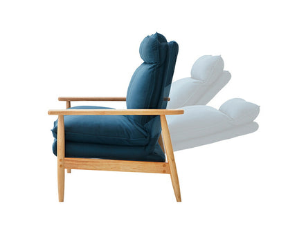 ソファー 幅71cm 1人掛け ソファ おしゃれ 木製 北欧 リクライニング リクライニングソファ 6段階調整可能 木肘ソファ カフェ 無垢材 ナチュラル 広め ファブリック(代引不可)