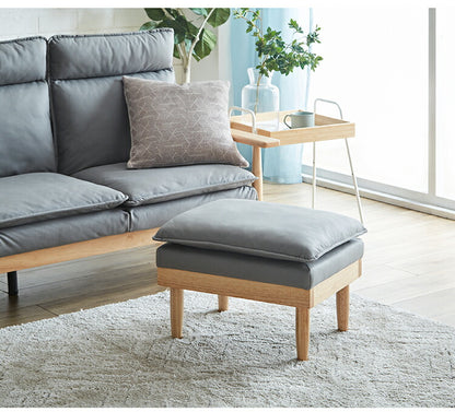 リクライニングソファ スツール1個付き 幅71cm ソファ おしゃれ 木製 北欧 リクライニング リクライニングソファ 6段階調整可能 木肘ソファ カフェ 無垢材 ナチュラル 広め ファブリック(代引不可)