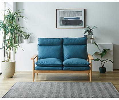 ソファー 幅126cm 2人掛け ソファ おしゃれ 木製 北欧 リクライニング リクライニングソファ 6段階調整可能 木肘ソファ カフェ 無垢材 ナチュラル 広め ファブリック(代引不可)