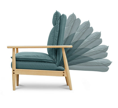 ソファー 幅126cm 2人掛け ソファ おしゃれ 木製 北欧 リクライニング リクライニングソファ 6段階調整可能 木肘ソファ カフェ 無垢材 ナチュラル 広め ファブリック(代引不可)