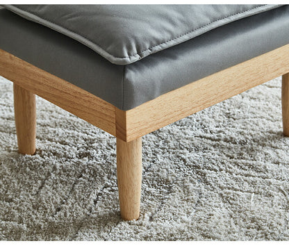 リクライニングソファ スツール1個付き 幅126cm ソファ おしゃれ 木製 北欧 リクライニング リクライニングソファ 6段階調整可能 木肘ソファ カフェ 無垢材 ナチュラル 広め ファブリック(代引不可)