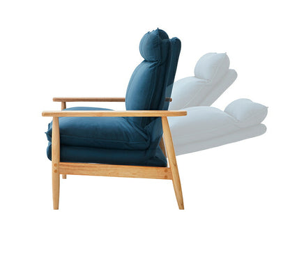 リクライニングソファ スツール1個付き 幅126cm ソファ おしゃれ 木製 北欧 リクライニング リクライニングソファ 6段階調整可能 木肘ソファ カフェ 無垢材 ナチュラル 広め ファブリック(代引不可)