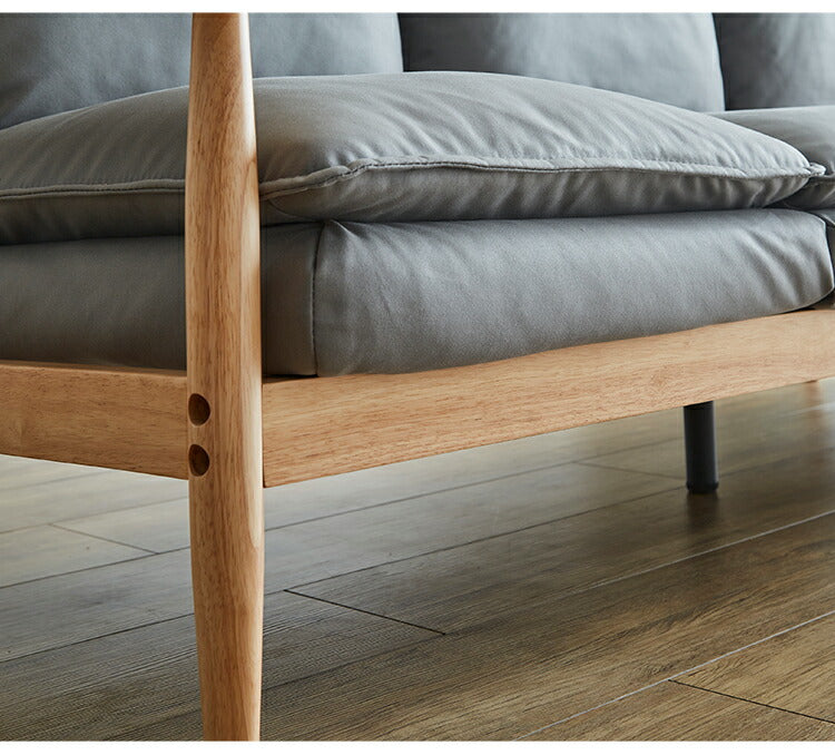 ソファー 幅181cm 3人掛け ソファ おしゃれ 木製 北欧 リクライニング リクライニングソファ 6段階調整可能 木肘ソファ カフェ 無垢材 ナチュラル 広め ファブリック(代引不可)