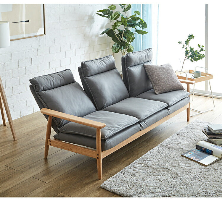 ソファー 幅181cm 3人掛け ソファ おしゃれ 木製 北欧 リクライニング リクライニングソファ 6段階調整可能 木肘ソファ カフェ 無垢材 ナチュラル 広め ファブリック(代引不可)