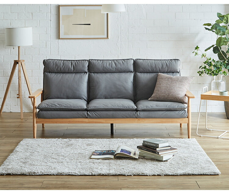 ソファー 幅181cm 3人掛け ソファ おしゃれ 木製 北欧 リクライニング リクライニングソファ 6段階調整可能 木肘ソファ カフェ 無垢材 ナチュラル 広め ファブリック(代引不可)