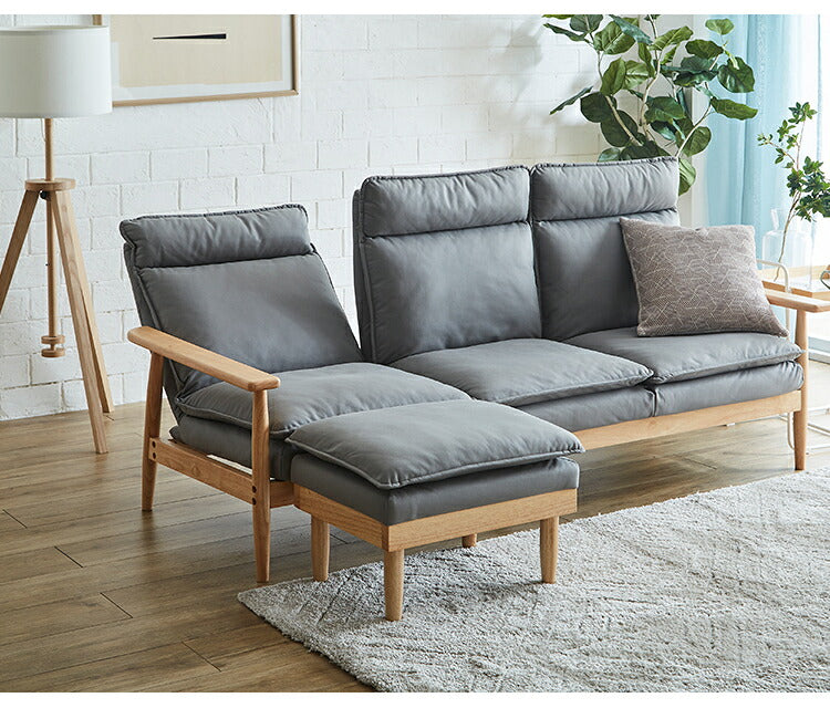 ソファー 幅181cm 3人掛け ソファ おしゃれ 木製 北欧 リクライニング リクライニングソファ 6段階調整可能 木肘ソファ カフェ 無垢材 ナチュラル 広め ファブリック(代引不可)