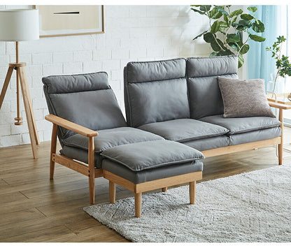 ソファー 幅181cm 3人掛け ソファ おしゃれ 木製 北欧 リクライニング リクライニングソファ 6段階調整可能 木肘ソファ カフェ 無垢材 ナチュラル 広め ファブリック(代引不可)