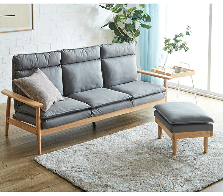 ソファー 幅181cm 3人掛け ソファ おしゃれ 木製 北欧 リクライニング リクライニングソファ 6段階調整可能 木肘ソファ カフェ 無垢材 ナチュラル 広め ファブリック(代引不可)