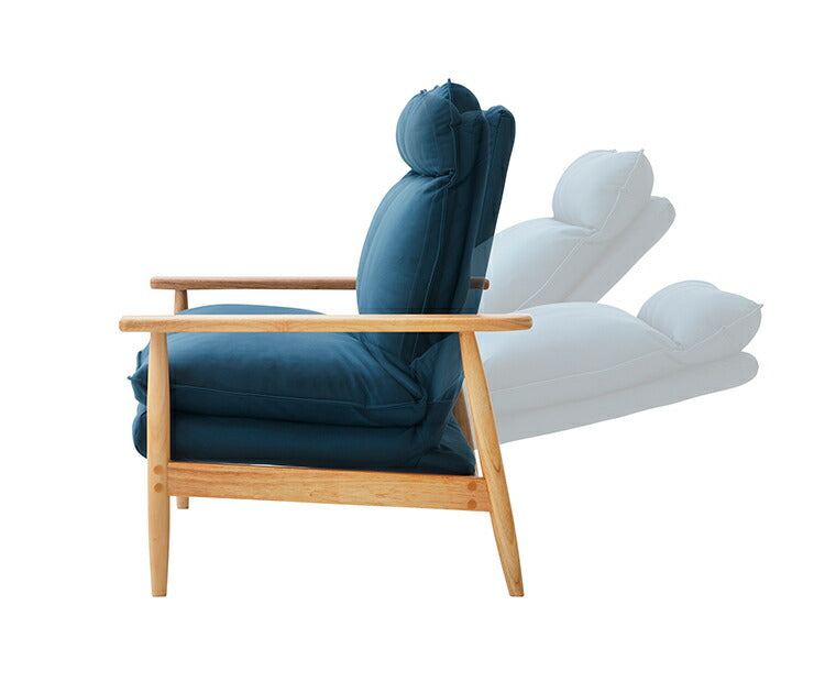 リクライニングソファ スツール1個付き 幅181cm ソファ おしゃれ 木製 北欧 リクライニング リクライニングソファ 6段階調整可能 木肘ソファ カフェ 無垢材 ナチュラル 広め ファブリック(代引不可)