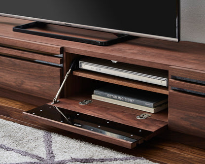 テレビボード 幅180cm 木製 テレビ台 フラップ扉 フルオープンスライドレール付き 大容量 おしゃれ 北欧 ヴィンテージ ローボード シンプル 配線孔 木目調 テレビラック 収納 ブラウン ナチュラル(代引不可)