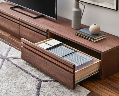 テレビボード 幅200cm 木製 テレビ台 フラップ扉 フルオープンスライドレール付き 大容量 おしゃれ 北欧 ヴィンテージ ローボード シンプル 配線孔 木目調 テレビラック 収納 ブラウン ナチュラル(代引不可)